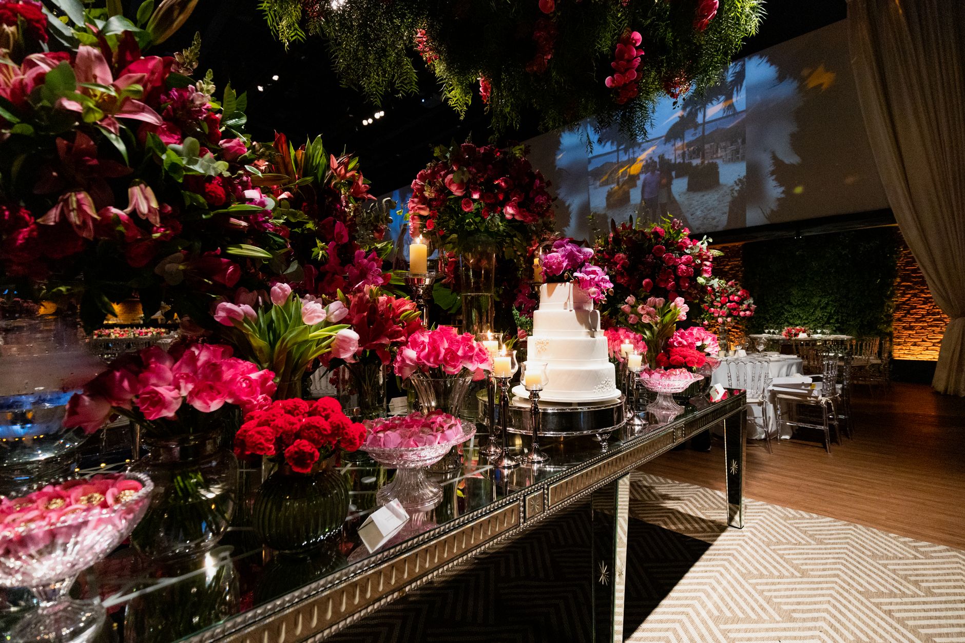 decorated party table setting in a boutique venue