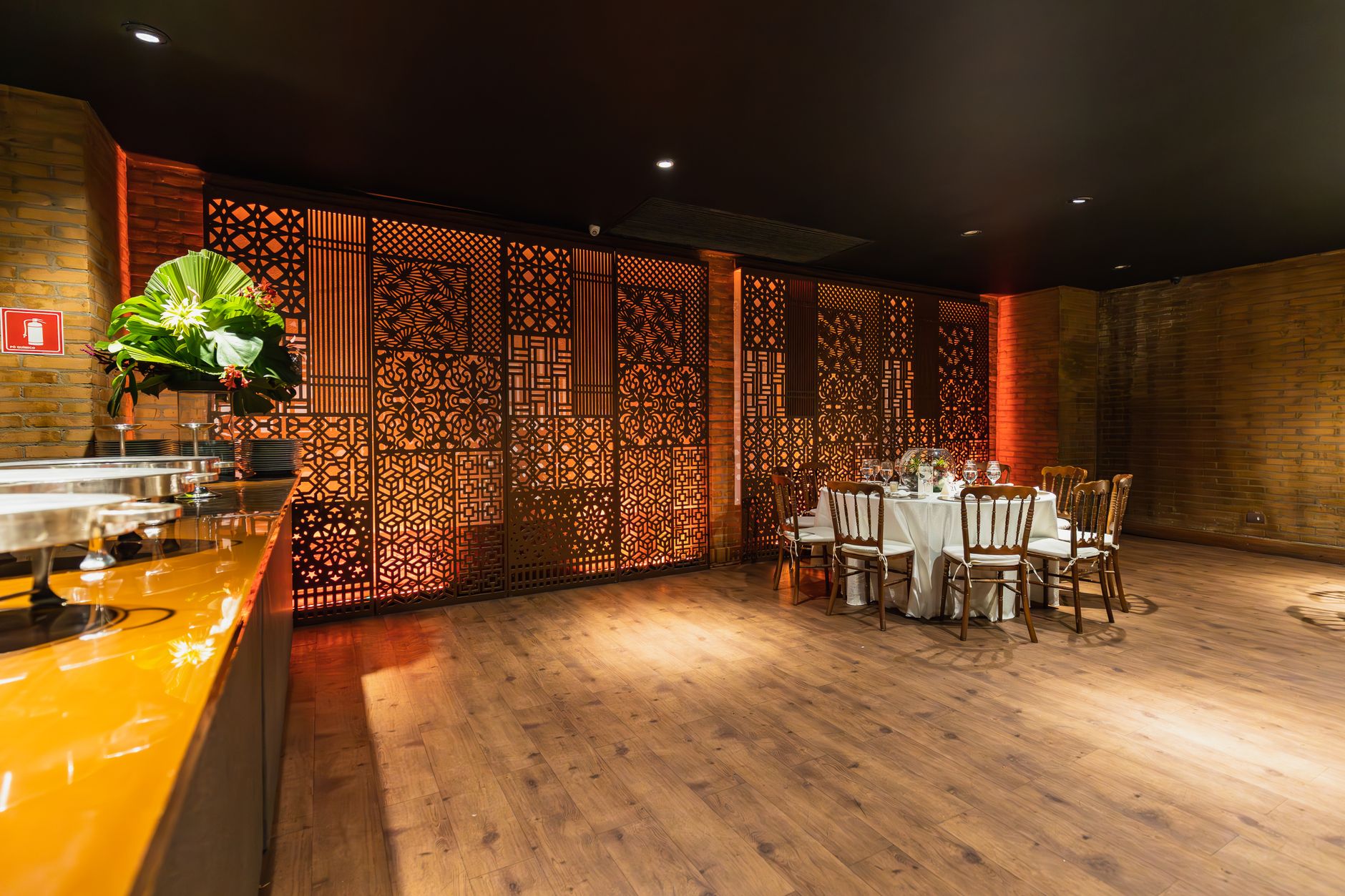 warm interior view of a boutique event venue