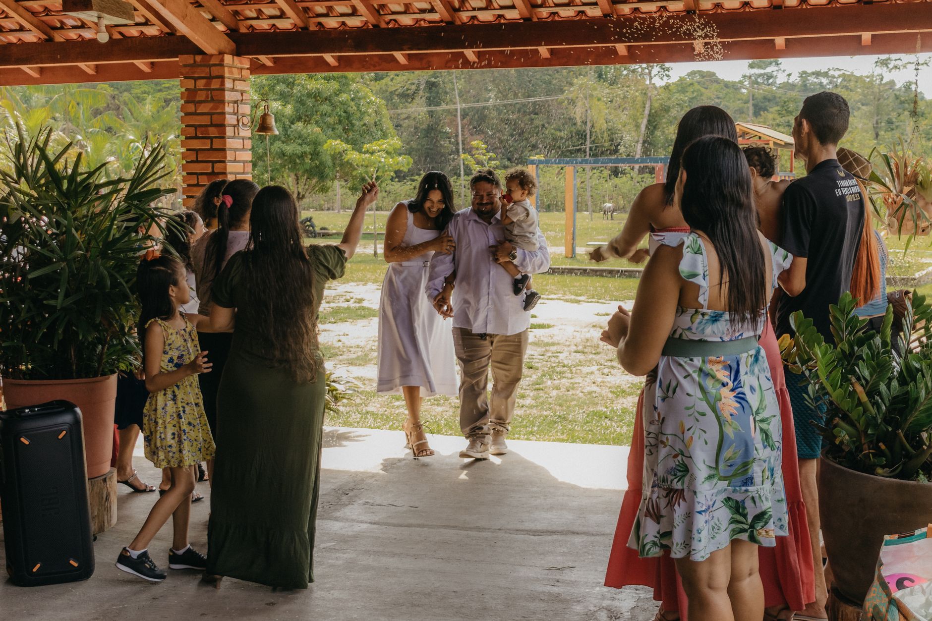 happy family celebrating an event in a cozy venue