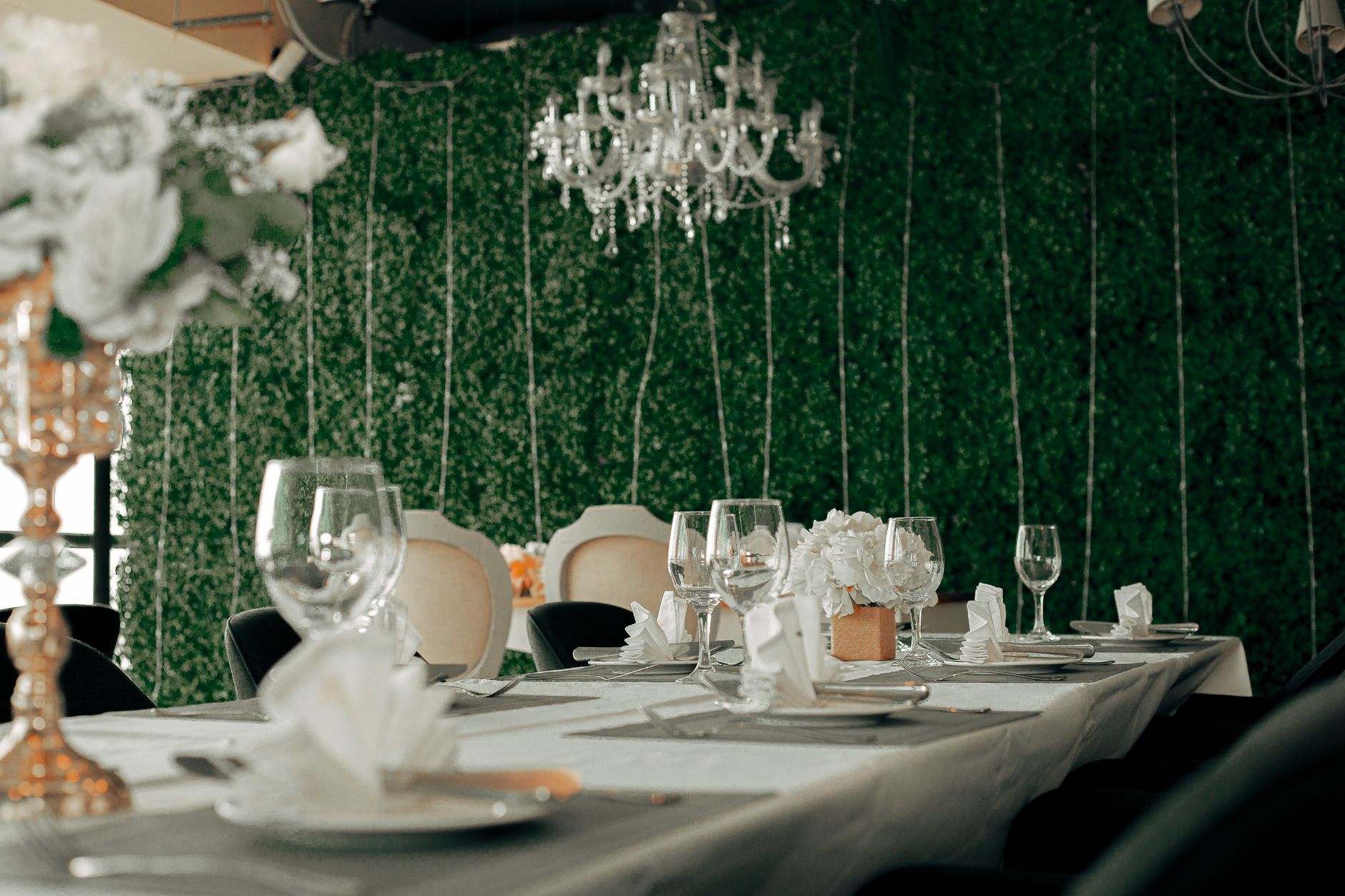 decorated table for small event in a boutique venue