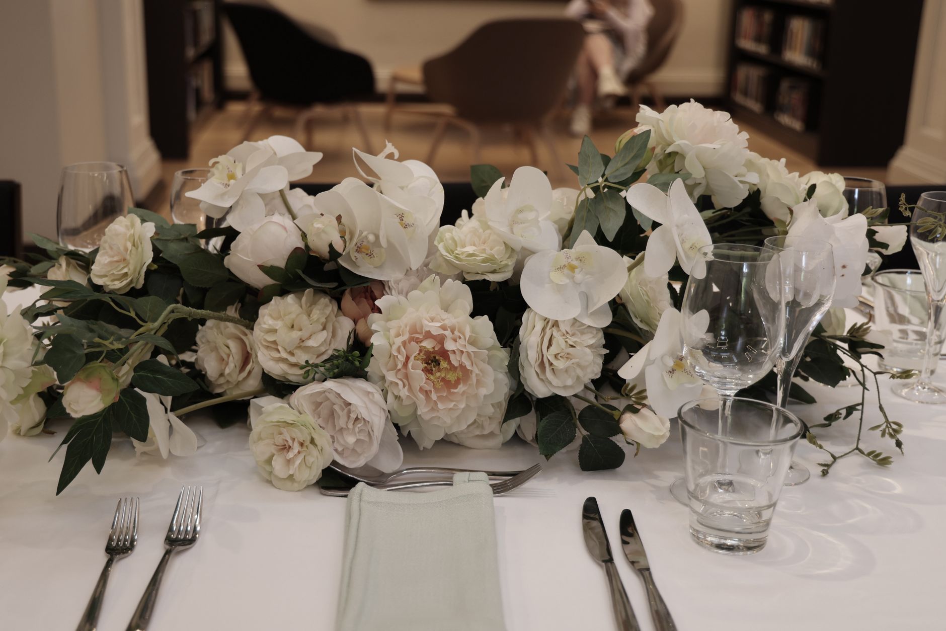 elegant intimate party setting with floral decorations