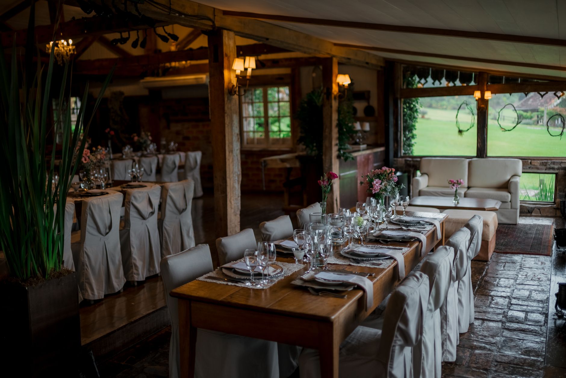 decorated event table in a cozy boutique venue