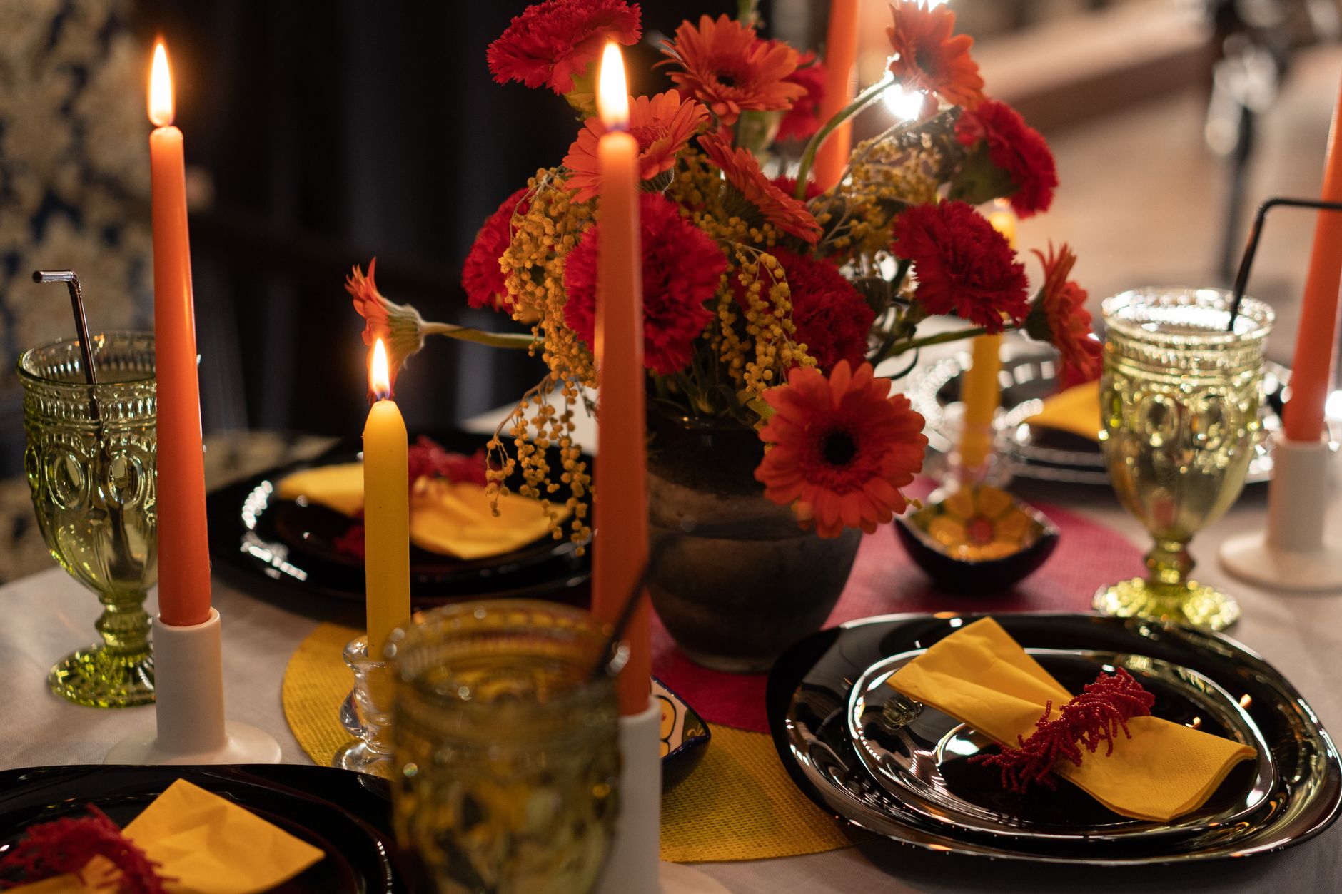 close up of elegant table setting for special celebration